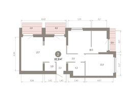 Продается 2-комнатная квартира ЖК Лебедевский квартал, д 1, 82.9  м&sup2;, 13610000 рублей