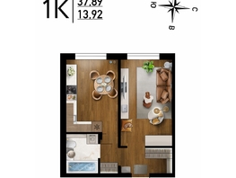 Продается 1-комнатная квартира ЖК Радуга Сибири, дом 10, 37.89 м², 4058230 рублей