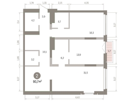 Продается 2-комнатная квартира ЖК Европейский берег, дом 45, 93.73  м&sup2;, 15300000 рублей
