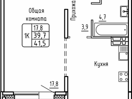 Продается 1-комнатная квартира ЖК Самоцветы, Бирюза дом 1, 41.5  м², 5900000 рублей