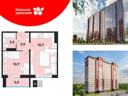 Продается 2-комнатная квартира ЖК Калина Красная, дом 1, 39.8  м², 4660000 рублей