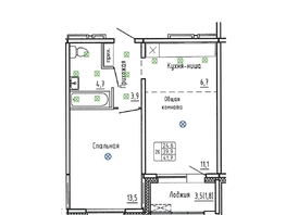 Продается 2-комнатная квартира ЖК Самоцветы, Бирюза дом 1, 41.7  м², 5870000 рублей