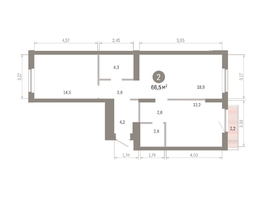 Продается 2-комнатная квартира ЖК Пшеница, 6.1, 66.51  м&sup2;, 10170000 рублей