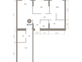 Продается 3-комнатная квартира ЖК Пшеница, 6.1, 85.48  м², 11120000 рублей