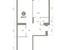Продается 2-комнатная квартира ЖК Пшеница, 6.1, 69.03  м&sup2;, 9990000 рублей