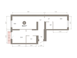 Продается 2-комнатная квартира ЖК Пшеница, 6.1, 65.53  м&sup2;, 10360000 рублей