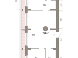 Продается 2-комнатная квартира ЖК Пшеница, 6.1, 74.62  м&sup2;, 12630000 рублей