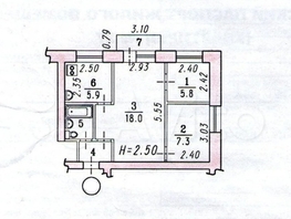 3-комнатная квартира, 44.8 м², 2/5 этаж