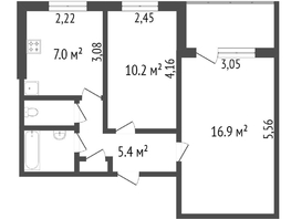 Продается 2-комнатная квартира Лукашевича ул, 43  м², 3750000 рублей