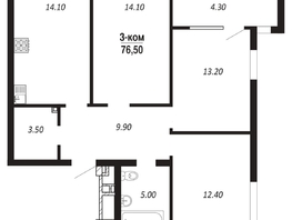 Продается 3-комнатная квартира ЖК ПАРК-квартал «Королёв», дом 3, 76.5  м², 9562500 рублей