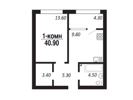 Продается 1-комнатная квартира ЖК ПАРК-квартал «Королёв», дом 4, 40.9  м², 7566500 рублей