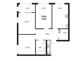 Продается 3-комнатная квартира ЖК ПАРК-квартал «Королёв», дом 3, 76.5  м&sup2;, 11934000 рублей
