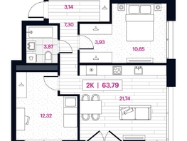 Продается 2-комнатная квартира ЖК Пушкина 77 (Pushkina 77), 64.95 м², 14180000 рублей
