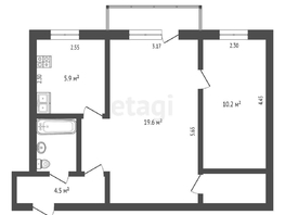 Продается 2-комнатная квартира Мира пр-кт, 45.6  м², 4140000 рублей