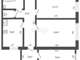 Продается 2-комнатная квартира Косенкова ул, 53  м², 3000000 рублей