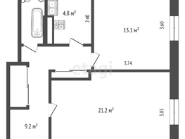 Продается 2-комнатная квартира Печникова ул, 52.6 м², 4050000 рублей
