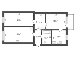 Продается 3-комнатная квартира Камерный пер, 61.2 м², 5200000 рублей
