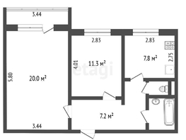 Продается 2-комнатная квартира Крупской ул, 50.2 м², 6150000 рублей