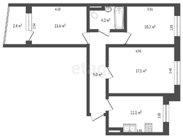 Продается 3-комнатная квартира Менделеева пр-кт, 68 м², 6600000 рублей