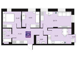 Продается 3-комнатная квартира ЖК Северное Сияние Премиум, 87 м², 12280000 рублей