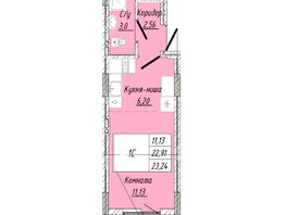 Продается 1-комнатная квартира ЖК На 2-й Дачной, 23.24  м², 5345200 рублей