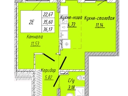 Продается 1-комнатная квартира ЖК На 2-й Дачной, 36.17  м², 7414850 рублей