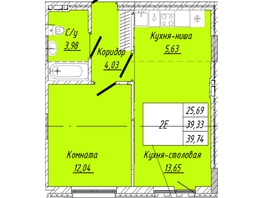 Продается 1-комнатная квартира ЖК На 2-й Дачной, 39.74  м², 7749300 рублей