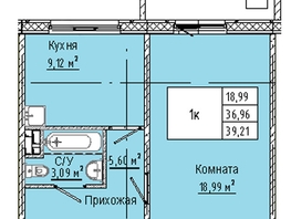 Продается 1-комнатная квартира ЖК Любинская 3-я, 30/2, 39.21  м², 4705200 рублей