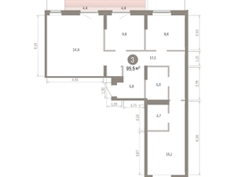 Продается 3-комнатная квартира ЖК Кварталы Драверта, дом 3, 95.53  м², 15370000 рублей