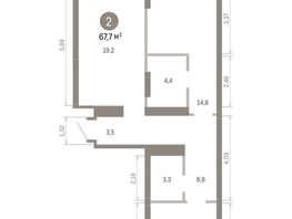 Продается 2-комнатная квартира ЖК Кварталы Драверта, дом 3, 67.68 м², 11730000 рублей
