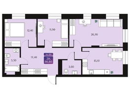 Продается 3-комнатная квартира ЖК Северное Сияние Премиум, 86.8  м², 12240000 рублей