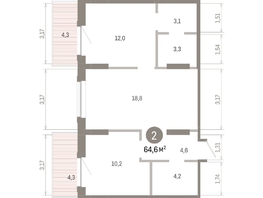 Продается 2-комнатная квартира ЖК Кварталы Драверта, дом 3, 64.55  м², 10350000 рублей