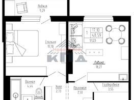 Продается 1-комнатная квартира ЖК На Омской, 51.23  м², 7430000 рублей