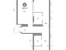 Продается 2-комнатная квартира ЖК Кварталы Драверта, дом 3, 67.69  м&sup2;, 11340000 рублей