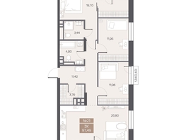 Продается 3-комнатная квартира ЖК ЦЕНТР-ПАРК на Волочаевской, 97.49  м&sup2;, 24370000 рублей