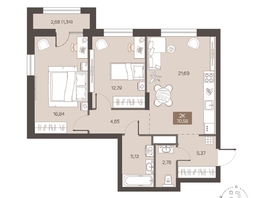 Продается 2-комнатная квартира ЖК Заря на Завертяева, 70.58  м&sup2;, 9270000 рублей