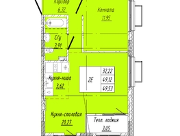 Продается 1-комнатная квартира  Дом на 2-й Дачной, 49.53  м&sup2;, 9361170 рублей