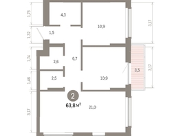 Продается 2-комнатная квартира ЖК Кварталы Драверта, дом 6, 63.83  м&sup2;, 10950000 рублей