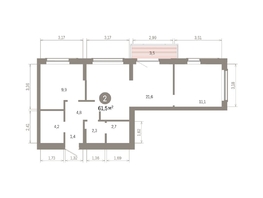 Продается 2-комнатная квартира ЖК Кварталы Драверта, дом 6, 61.53  м&sup2;, 10350000 рублей