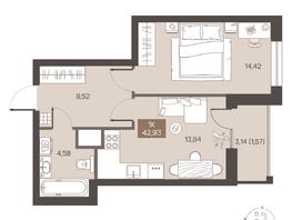 Продается 1-комнатная квартира ЖК Заря на Завертяева, 42.93  м&sup2;, 6100000 рублей