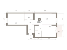 Продается 2-комнатная квартира ЖК Кварталы Драверта, дом 4, 68.8  м&sup2;, 12230000 рублей