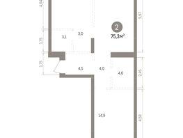 Продается 2-комнатная квартира ЖК Кварталы Драверта, дом 4, 75.31  м&sup2;, 14060000 рублей