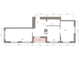 Продается 2-комнатная квартира ЖК Кварталы Драверта, дом 6, 71.2  м&sup2;, 11790000 рублей