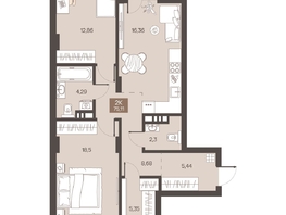 Продается 2-комнатная квартира ЖК Заря, дом 1.3, 75.11  м&sup2;, 10140000 рублей
