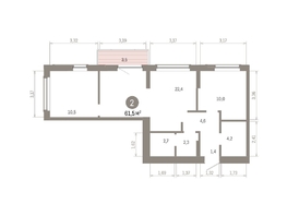 Продается 2-комнатная квартира ЖК Кварталы Драверта, дом 6, 61.52  м&sup2;, 10690000 рублей