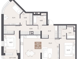 Продается 3-комнатная квартира ЖК ЦЕНТР-ПАРК на Волочаевской, 109.3  м&sup2;, 24050000 рублей