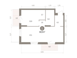 Продается 1-комнатная квартира ЖК Кварталы Драверта, дом 4, 61.99  м&sup2;, 11510000 рублей