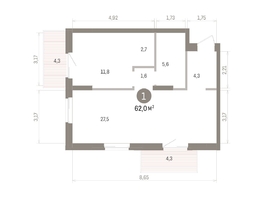 Продается 1-комнатная квартира ЖК Кварталы Драверта, дом 4, 61.99  м&sup2;, 10600000 рублей