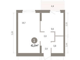 Продается 1-комнатная квартира ЖК Кварталы Драверта, дом 4, 41.91  м&sup2;, 8510000 рублей