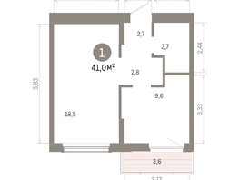 Продается 1-комнатная квартира ЖК Кварталы Драверта, дом 6, 40.98  м&sup2;, 8260000 рублей